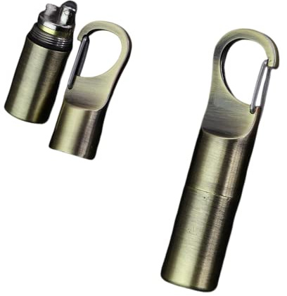 KAIEOMGN Cool Permanent Match Lighter Refill, Creative Mini Portable Hook-and-Loop Waterproof Vintage Trench Lighters, Unique Gifts for Men Camping Candles (No Kerosene) (Gold)