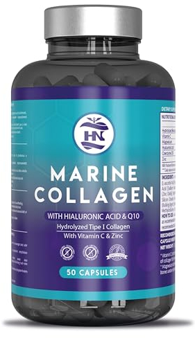 Collagen kapseln hochdosiert mit hyaluronic acid. kollagen kapseln mit Magnesium und Vitamin C - Coenzym Q10, Magnesium und Zink, Meereskollagen mit Hyaluronsäure (50 Kapseln)