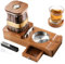 SWEWARM Zigarren-Humidor und Zigarren-Aschenbecher Set, Holz Zigarren Aschenbecher Set mit Zigarrenschneider und Untersetzer, Reisekompakter Zigarrenhalter, tolles Zigarrenzubehör Geschenk für Männer
