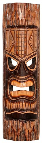 Wogeka - Maschera da parete TIKI Maori da 50 cm – in stile Nuova Zelanda in legno come idea regalo per Natale, compleanno, decorazione a mano di Bali (Maske37)