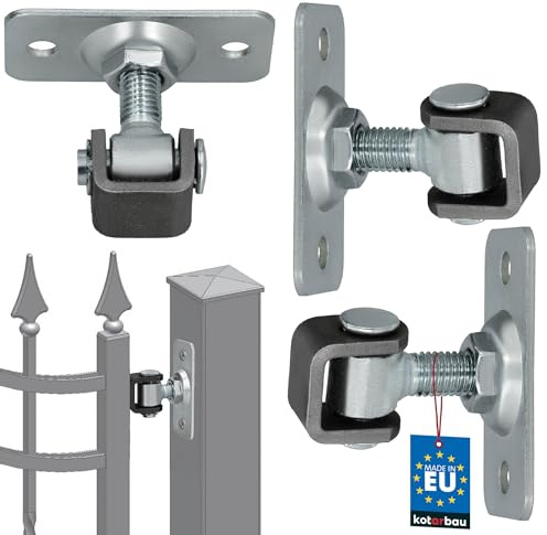 KOTARBAU® 2er Set Torband Verstellbar Türangeln M12 zum Verschrauben rechteckig 2 Löcher S235JR Stahl Galvanisch Verzinkt Türscharniere Silber Einstellbares Scharnier Torscharniere Türband Torangel