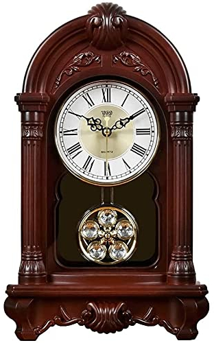 LUOYAOB Vintage Kaminuhr Manteluhr, antike heimste dekorative Pendeluhren, batteriebetriebene stille Tischuhr mit Glockenspielern, Kamin, Regal Dekorative Geschenke (Color : A)