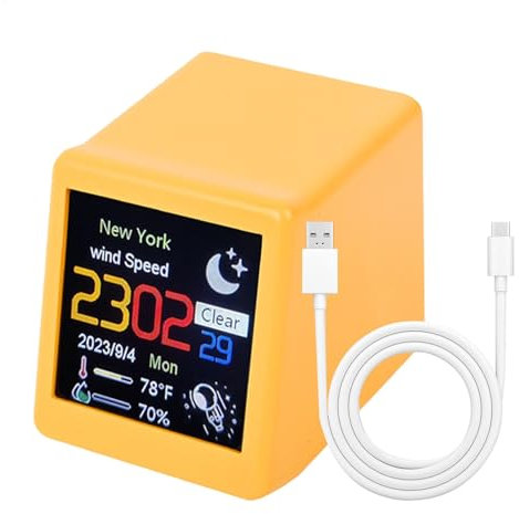 Fogukier Previsioni meteorologiche digitali, sveglia Decorazione desktop - Stazione meteorologica intelligente da tavolo | Previsioni meteo intelligenti con Wi-Fi Smart Air Station per casa, ufficio,