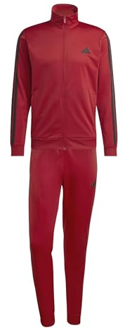 adidas Herren SPORTSWEAR BASIC 3 STRIPES TRICOT TRACKSUIT, active maroon, M Tall