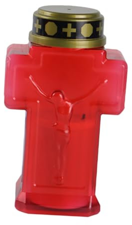 Alipis Candela Led Elettronica Con Croce Di Gesù Decorazione Per e Cimiteri Atmosfera Sacra Per Preghiere e Ricorrenze Senza Batteria Con Scocca Rossa