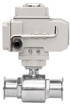 ZBWZXBDJ Elektrischer Kugelhahn mit 45 mm hoher Plattform, 220 V, 110 V, 12 V, 24 V, Edelstahl-Klemmentyp, Schnellmontage durch Kugelhähne(24VDC)