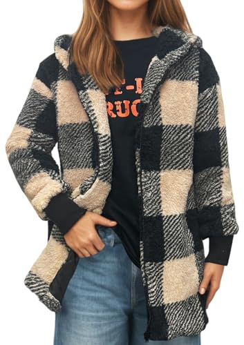 Ranphee Manteau Femme Hiver Chaud Chic Vetement 2026 Long Oversize Carreaux Polaire Veste