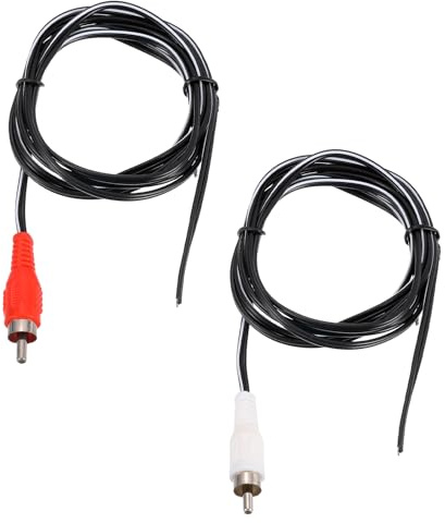 sourcing map Lot de 2 câbles audio RCA pour caisson de basses de 1,5 m, 1 prise mâle RCA vers fil nu pour amplificateur Home Cinéma, blanc et rouge