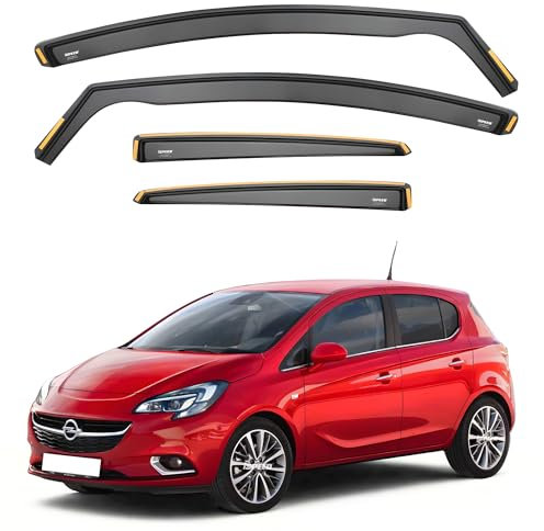 iSpeed Wind Deflectors For Vauxhall Corsa D & E 2006-2019 5 Door Hatchback 4pc set - Keep Your Car Ventilated in Rain - Reduce Wind Turbulence - Tinted In-Channel Type