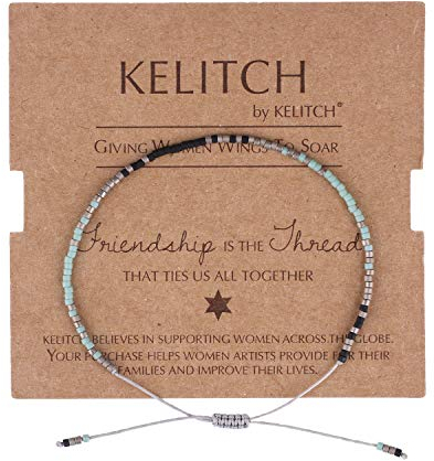 KELITCH Damen Kristall Freundschaftsarmbänder Handgemachte Neue Miyuki Perlen Charm Armbänder Armreifen (Tiffany Blau K)