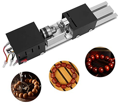 FTVOGUE Máquina de Granos Torno Cuerpo de Metal Completo Mini Bricolaje Torno de Madera Molienda Pulido Taladro Herramienta(EU plug)