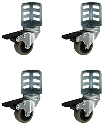 4 Stück Apparaterollen 50 mm Regale Lenkrollen Bremse m. Winkel Transportrollen