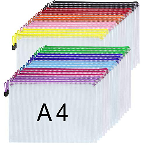 Plastikhüllen – 30 Stück A4 Reißverschluss Ordner Kunststoff Dokumentenmappen Ziplock Taschen Reißverschluss Tasche