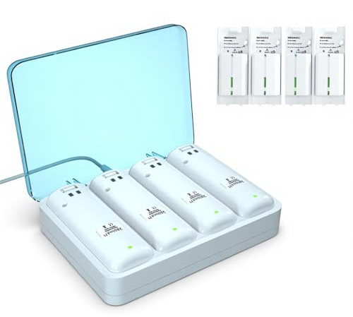 Rechargeable 4 Pack Battery Pack for Wii/Wii U Remote Controller, 2800mAh Replacement Batteries and 4 Ports Charger Station for Wii/Wii U Remote Controller Battery Pack,wii Remote Charger
