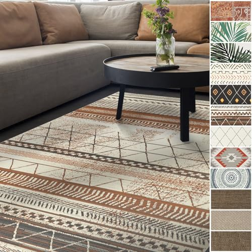 Floordirekt Outdoor Teppich wetterfest & UV beständig für Terrasse, Balkon oder auch für Küche & Wohnzimmer Robustes, flachgewebtes kurzflor waschbarer Wohnzimmerteppich 120 x 170 cm Rebel Braun