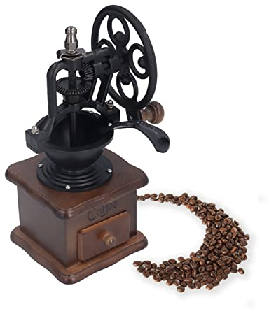 Moulin à café manuel Moulin à café à manivelle en fonte antique avec réglages de mouture et tiroir de récupération Moulin à café à manivelle pour bureau à domicile