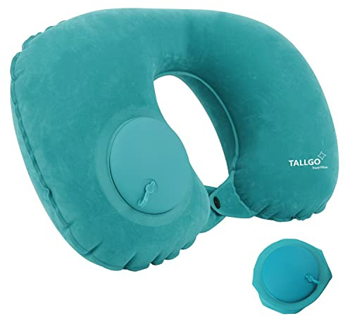 Almohada Inflable de Cuello para Viaje en avión, cojín para Cintura, Espalda y de Camping (Verde)