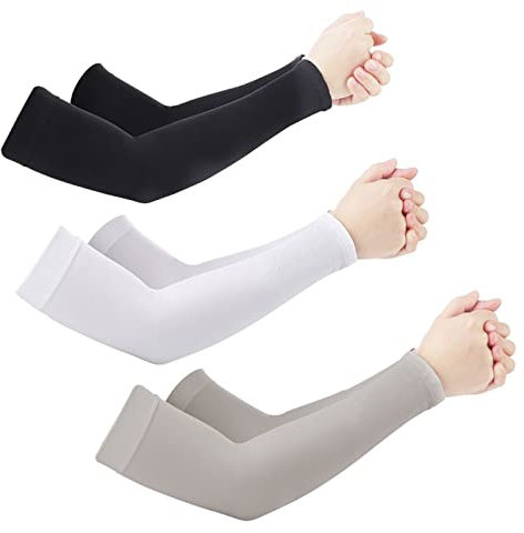 3 Pares de Protección UV Mangas UPF50+ manguitos unisex para hombres y mujeres Mangas Brazo Deportivo Transpirable y de Secado rápido para Running Bicicleta Voleibol Golf Baloncesto