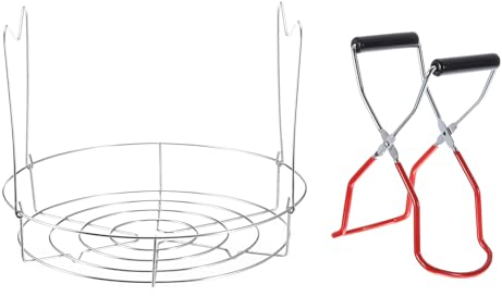 uxcell 11 Canning Rack with Tongs, Stainless Steel Steamer Canning Jar Rack with Heart Shaped Handle, for Mason Jars Ball Jars, 2 Pack