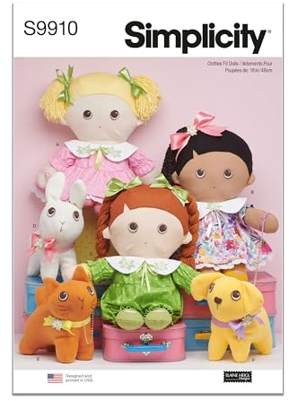 SIMPLICITY Elaine Heigl Designs OS SS9910OS Plüschpuppen mit Kleidung und Plüschtieren (Einheitsgröße)