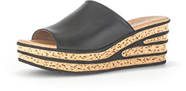 Gabor Damen Pantoletten, Frauen Slipper,sommerclogs,Slip-ons,Hochfront-Slipper,Keilabsatz,Wedge-Sohle,Schlupfschuhe,Slides,schwarz,39 EU / 6 UK
