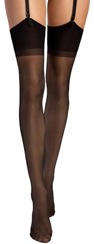 Selente Lovely Legs raffinerade stay-damstrumpor, olika modeller, 20–40 DEN, tillverkade i EU, Strapsstrumpor-svart-15den, M