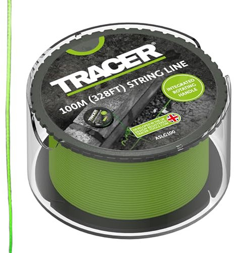 Tracer Corde de Construction Anti-nœuds Haute visibilité sur Bobine rotative avec poignée intégrée Vert 100 m