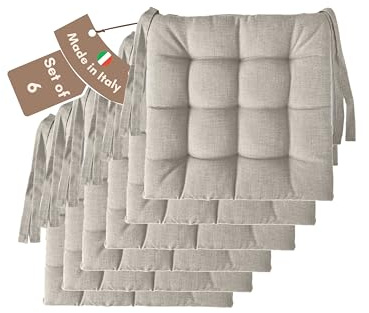 Il Tuo Artigiano Design Juego de 4 o 6 cojines para sillas de cocina, fabricados en Italia, juego de 6 piezas, 40 x 40 cm, grosor 6 cm, acolchado de espuma y suave acrílico (6, tono)