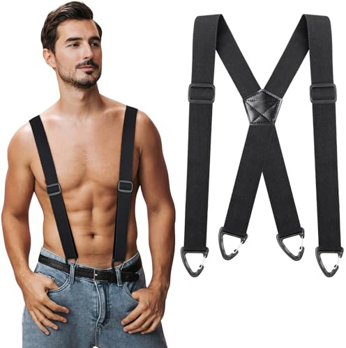 Kiiwah Hidden Braces Suspender for Men Under Clothes with 3 Snap Loop, X-Shape Adjustable Trouser Braces (1.48 Wide)