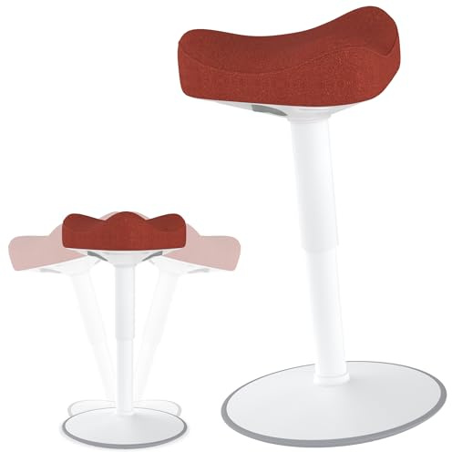Suusolny Taburete ergonómico con efecto oscilante triangular de oficina, taburete de pie, taburete de trabajo, antideslizante, ayuda de pie ergonómica, altura ajustable de 47 a 65 cm, naranja