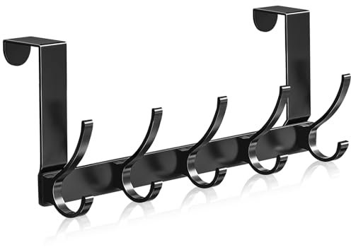 Auskee Heavy Duty Over Door Hooks–5 Strong Over Door Hangers for Coats, Hats, Towels & More! No Drill, Rust-Proof & Space-Saving