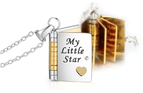 MOROTOLE My Little Star Book Necklace-My Incredible Books Necklace To My Daughters from Mom and Dad Adjustable Books Necklaces with 6 Pages,Book Necklaces for Daughter