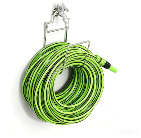 HORIFEN Soporte para manguera de jardín de acero inoxidable robusto para grifo de pared
