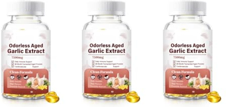 Åldrat vitlöksextrakt 7500mg - Hjärt- och immunstöd -Icke-GMO, glutenfri-60st,3Pcs