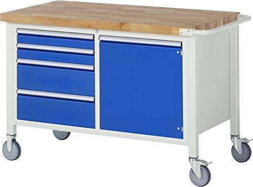 Rau 05 8470A2-127B4S.11 Fahrbare Werkbank Serie 8000, Lichtgrau/Enzianblau