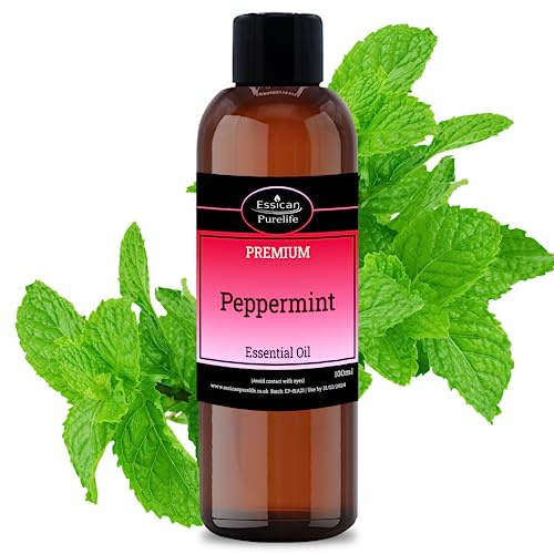 Essican Purelife Pure Peppermint Oil Diffuser, 100ml Peppermint Essential Oils for Skin & Cleaning, Natural Essential Oil for Candle Making, Rat, Insects & Spider Repellent Scented Oils for Home