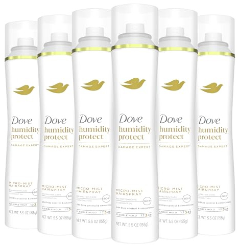 Dove Flexible Hold Hairspray 6 ct Protect Micro-Mist for Long-lasting Hold, Protection Against Humidity All-day Flexible Hold for 24H Frizz Control 5.5 oz