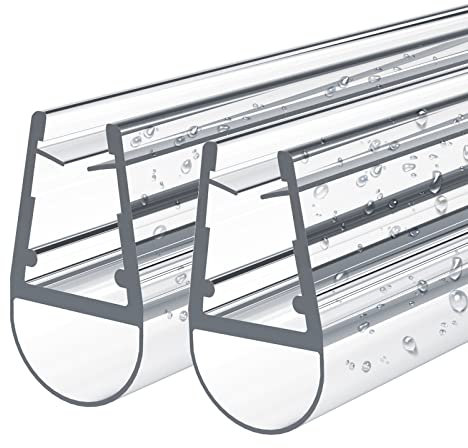 EMKE Ersatzdichtung Wasserabweiser Duschdichtung Schwallschutz Duschkabine Bad 4-6mm Glas 600mm, 2 Stück