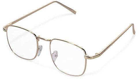 Navaris Retro Brille ohne Sehstärke - Damen Herren Vintage Modebrille - Anti Blaulicht Computer Nerdbrille ohne Stärke - mit Metallbügeln