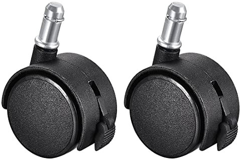 2pcs 2-inch Swivel Casters Nylon Twin Wheel Universal 11mmx22mm Stem Caster Black with Brake DUO ER