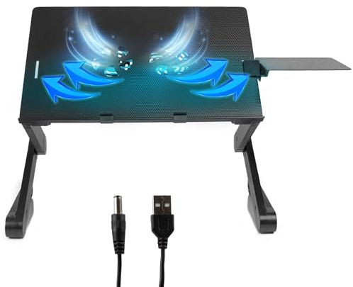 Duronic DML141 Laptop Stativ Tablet Fällbar Justerbar Höj skärm Plattform Mus Tangentbord Målning Ritning Arbete Ventilation Fläktar USB Kylare PC Laptop