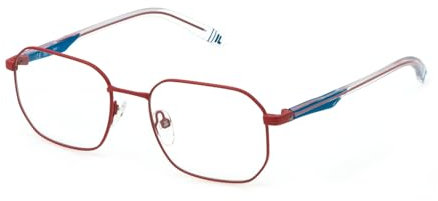 FILA GEOMETRIC Edelstahl Brillen in Total Halbmatt Rot für Unisex, Brille mit Sehstärke, optional mit Sonnenbrillen tönung oder Blaulichtfilter (Modell VFI702L)