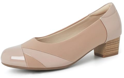 Ortho+Rest Women Bunion Court Shoes Low Heel Orthopedic Slip on Dress Shoes （5,Nude