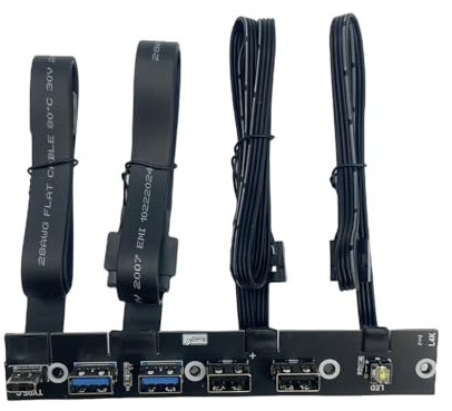 5Ports USB PC Front IO Panel Bracket 2*USB3.0 + 2*USB2.0 + 1*USB-C 20G with LED Switch for PC Case Desktop Chassis L4K 50CM (Black)