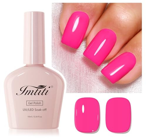 Imtiti Hot Pink Gel Nail Polish, 1Pcs Pink Soak Off UV LED Gel Polish, Long Lasting, Nail Art Manicure Salon DIY at Home for Spring and Summer (0.34 Fl Oz-954)