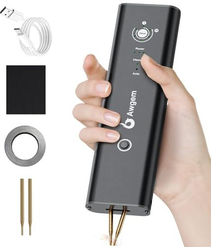Awgem Compact Handheld Spot Welder, Auto/Manual Mode with 11 Gears for Mobile Phone & Bluetooth Battery 18650 Battery Welding, Aluminum Alloy Shell Battery Spot Welder
