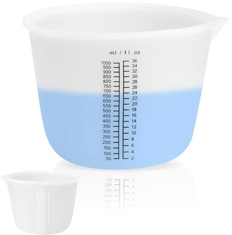 APOMOONS 1000 ML Jarra Medidora de Silicona, Reutilizable Vaso Medidor con Escala, Vasos Medidores para Moldes, Bricolaje, Manualidades, Cocina