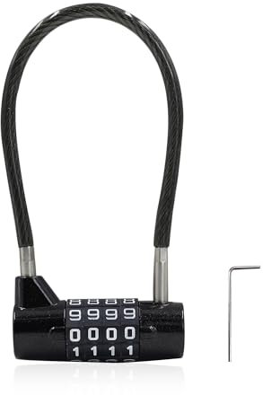 Candado de combinación de 4 dígitos para casillero, candado de combinación reajustable de 6.8 pulgadas con cuerda de cable de acero, candado de cable pequeño impermeable para exteriores, para armario