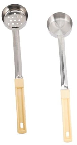 FUNNETOYU 2 Pezzi cucchiaio di salsa mestolo di salsa per pizza servire cucinando di grandi dimensioni porzione mestolo per salsa con beccuccio versatore Modice da cucina plastica Beige