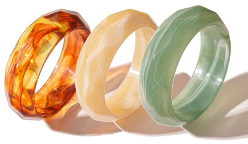 3 Piezas Pulsera de Resina Acrílica de 3 Colores, Juego de Pulseras Gruesas de Acrílico para Mujer, Brazalete Geométrica, Estilo Retro, a la Moda, Geométrica, Moderna, Colorida e Irregular